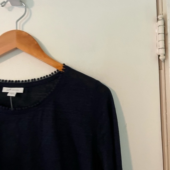 NWT J. Jill Love Linen Navy Blue Bobble Knit Top - Picture 4 of 7